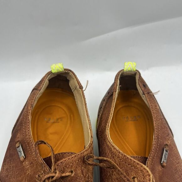 Velez Oxford Shoes Mens 8 Brown/Yellow Leather Wingtip Lace Up Colombian Made - Picture 11 of 15